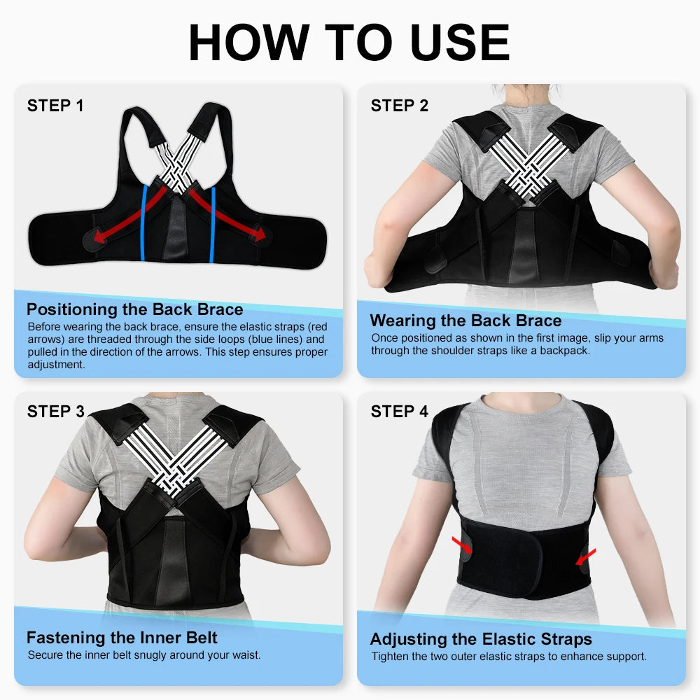 Adjustable Full-Back Posture Corrector – Unisex