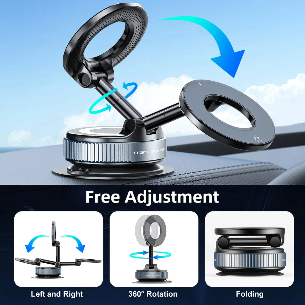 Car Phone Magnetic Stand Mechanical Vacuum Suction Cup Rotate 360°