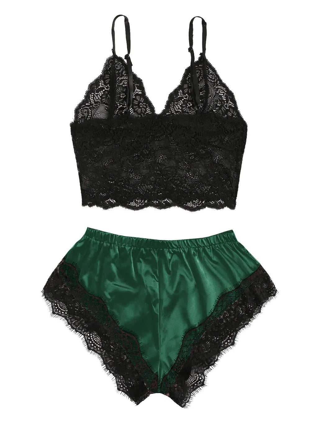 Women's 2 Piece Sexy Lace Pajama Set See-Through