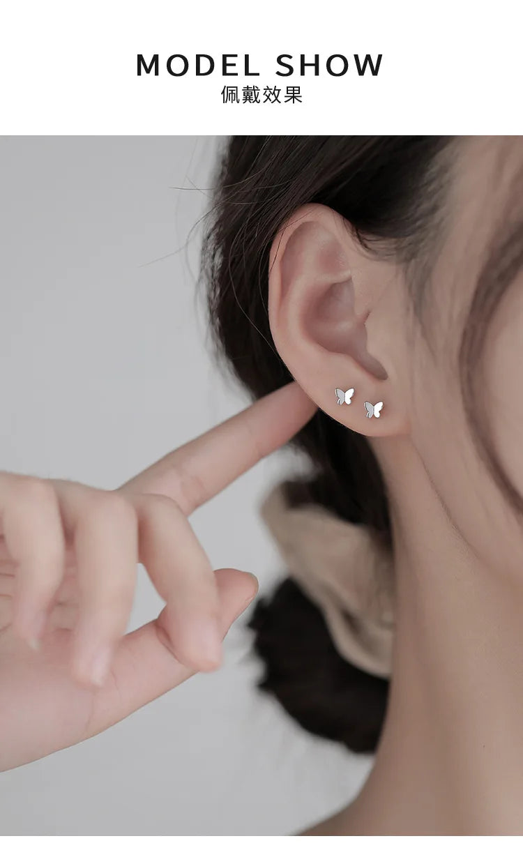 925 Sterling Silver Butterfly Studs Pure and Cute