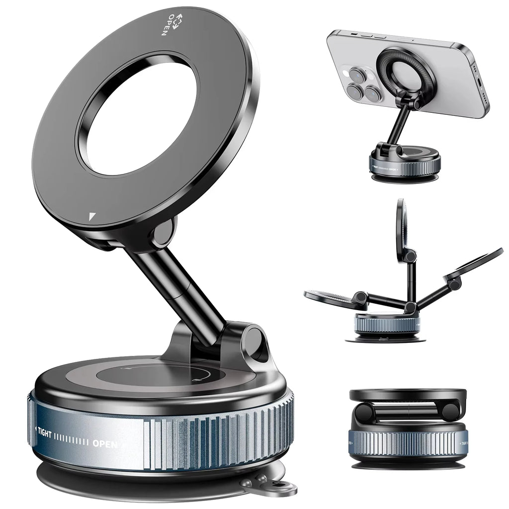 Car Phone Magnetic Stand Mechanical Vacuum Suction Cup Rotate 360°