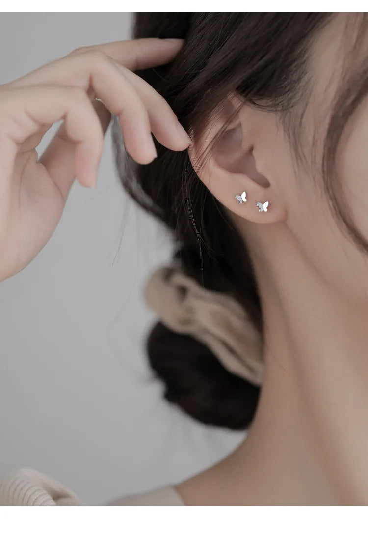 925 Sterling Silver Butterfly Studs Pure and Cute