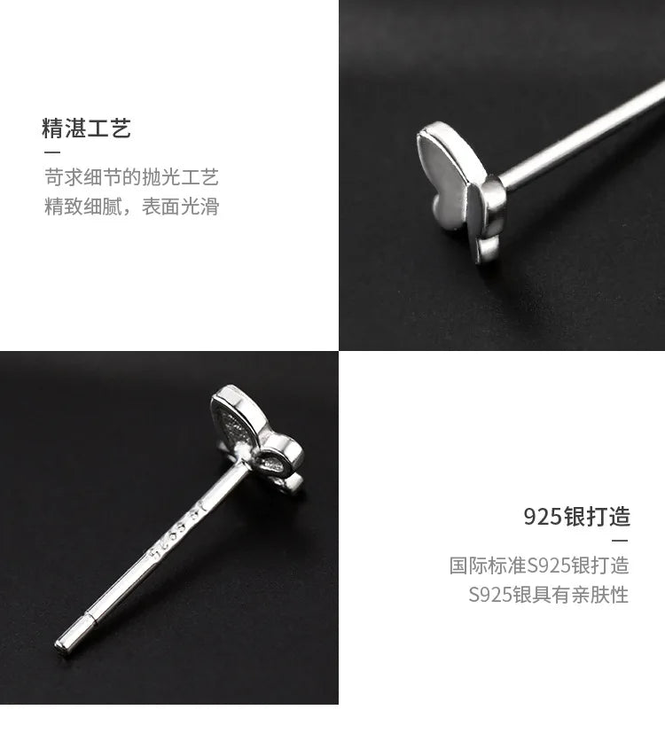 925 Sterling Silver Butterfly Studs Pure and Cute