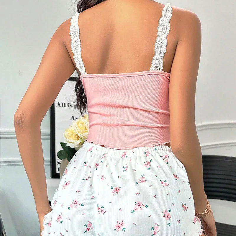 Women's sexy lace lace camisole vest shorts sleepwear