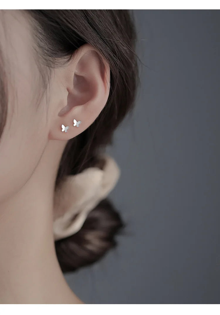925 Sterling Silver Butterfly Studs Pure and Cute