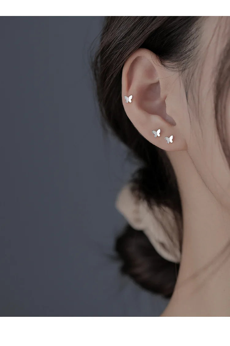 925 Sterling Silver Butterfly Studs Pure and Cute