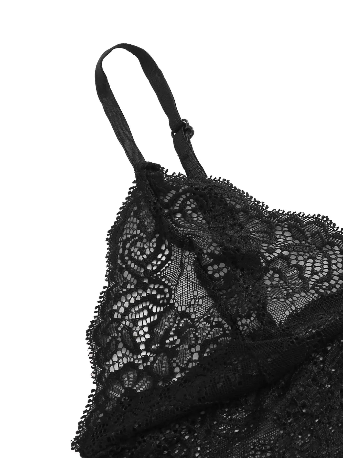 Women's 2 Piece Sexy Lace Pajama Set See-Through